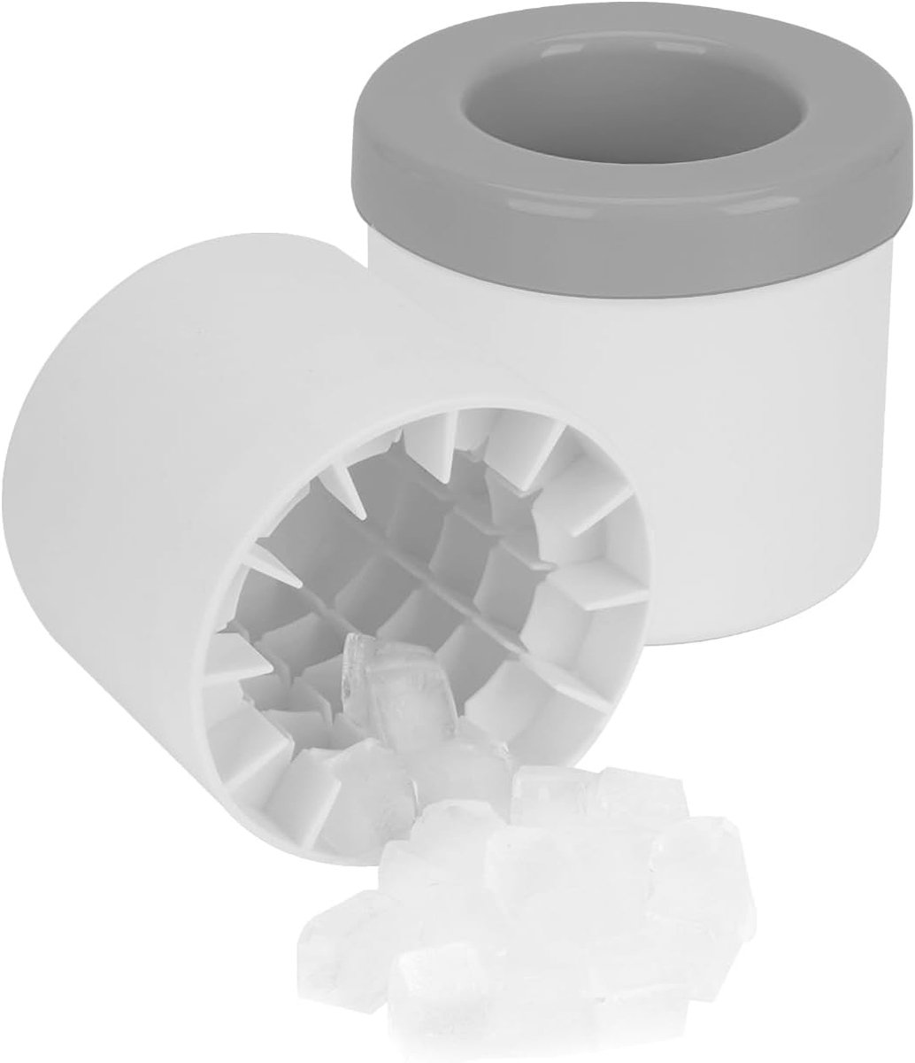 2 stuks - Silicone cilindrische ijstraat - Eenvoudig afneembaar ijstraat - Kop ijstraat - Geschikt voor cocktails, whisky, koffie, drankjes - Draagbare geëxtrudeerde ijsvaten - 40 ijsblokken - Grijs-wit