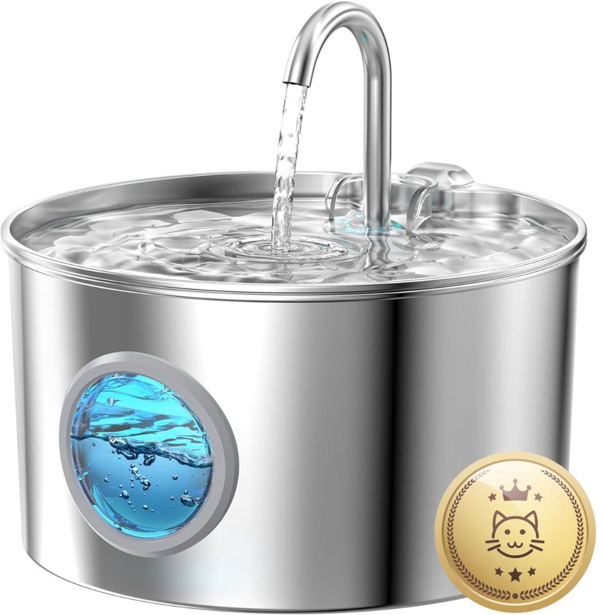 NIVA® Drinkfontijn - Waterfontein - Drinkfontijn Katten - Zilver - 20cm x 20cm x 12cm