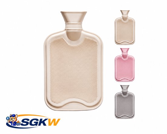 Kruik - Waterzak - Warmwaterkruik van natuurlijk rubber. 2 ltr. Set van 3 stuks: lichtgrijs, beige en roze