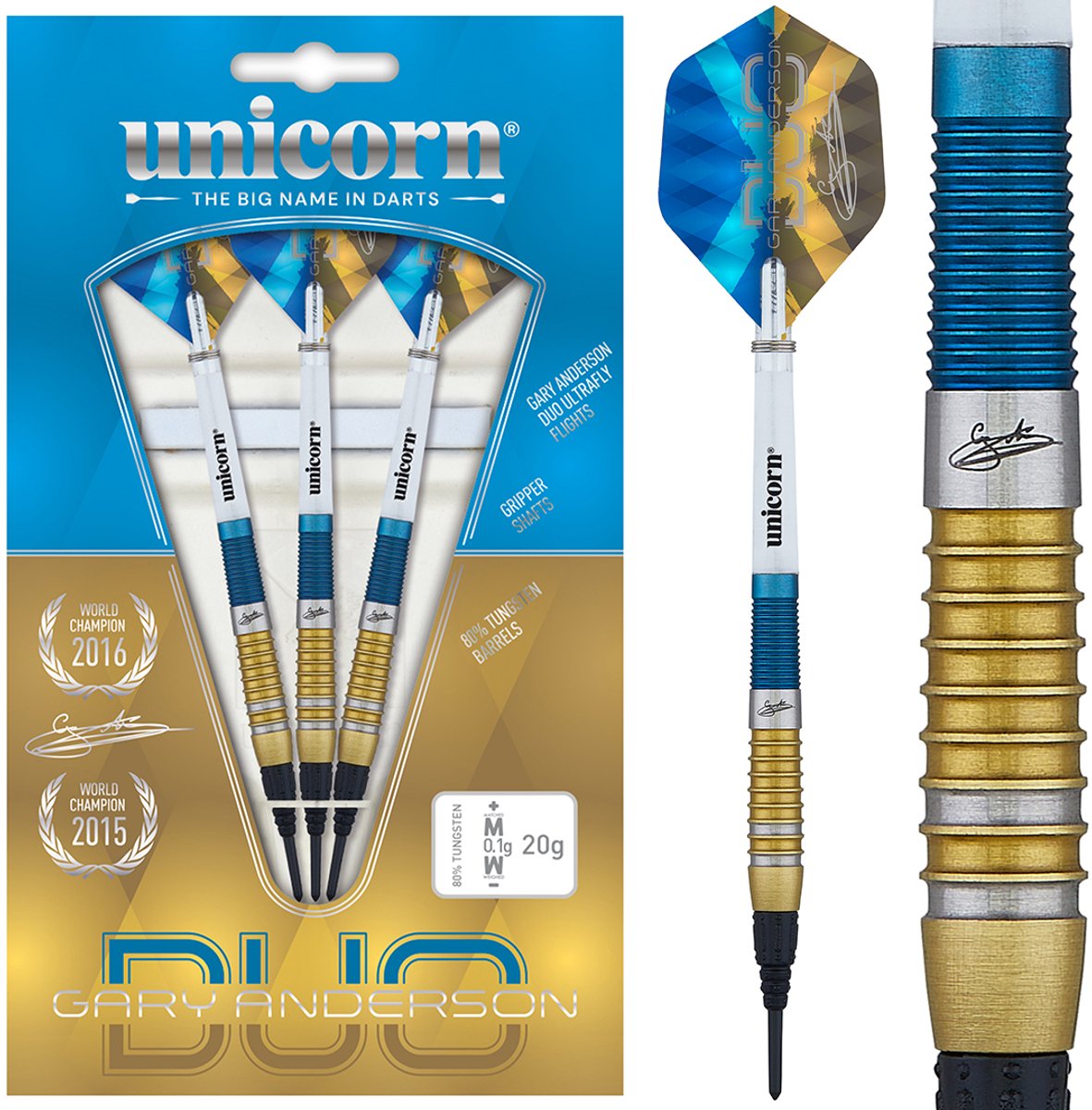Unicorn Gary Anderson Duo 90% - Soft Tip Darts