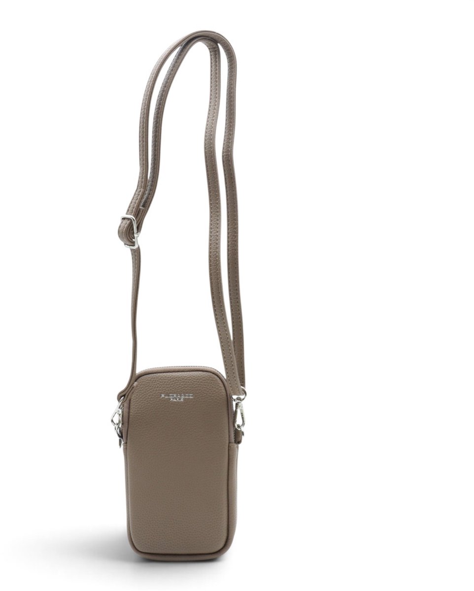 Flora & Co - Paris - Handig Crossbody hand/telefoontasje voor mobiel - gsm - taupe - 2 vakken