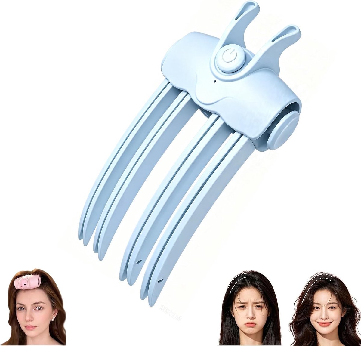 Draadloze Verwarmde Haarwortel Volume Klem - Elektrische Root Volumizer Kam - voor Fijn & Plat Haar - USB Oplaadbare Styling Tool - met Kattenpoot Design - Blauw