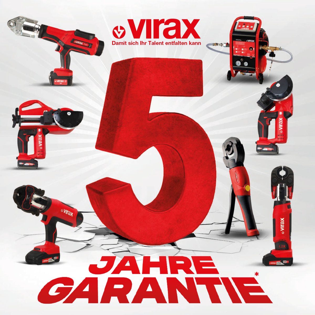 VIRAX Elektromechanische pers Viper M2X + V 12-14-16-18-22 + 2 accu's - 253562