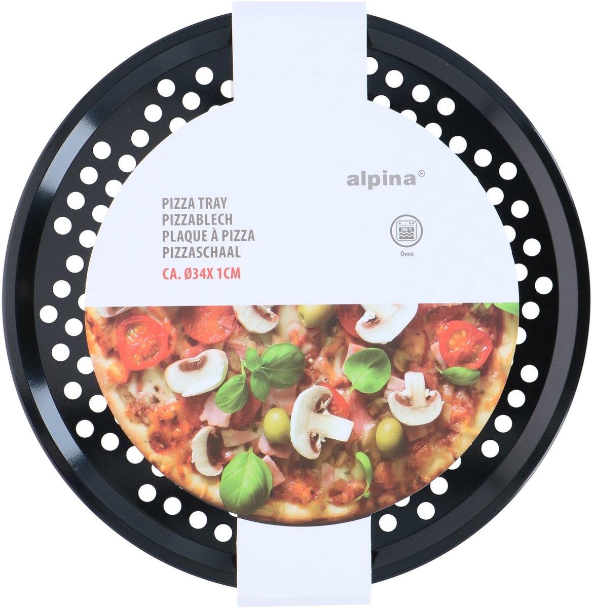 Alpina Pizzaplaat Ø34 cm – Pizzaplaat Voor Oven met Gaatjes – Hittebestendig tot 230°C – Antiaanbaklaag – Plaat Voor Pizza – Vaatwasserbestendig – foto 7