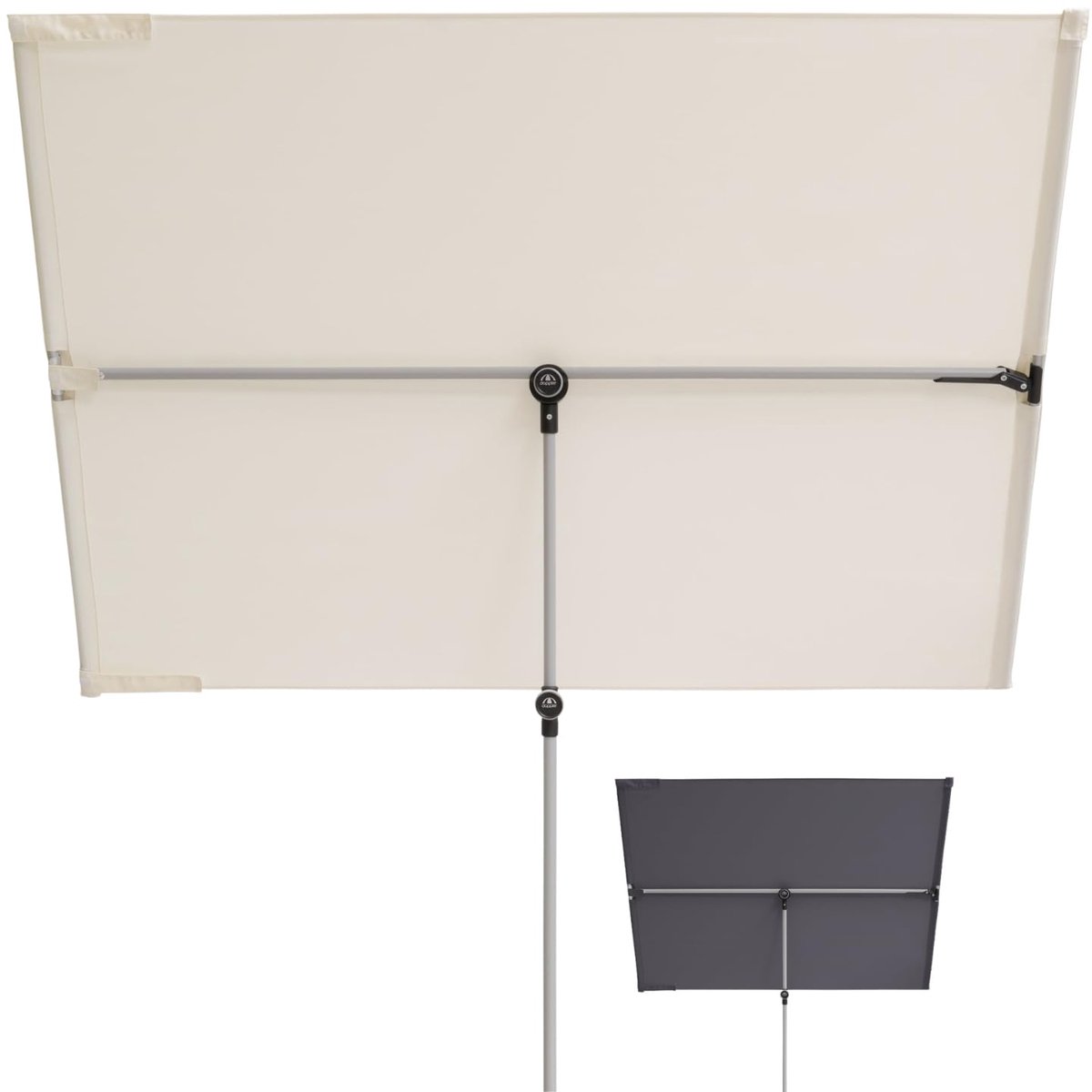 Famanu – Balkonzonwering, 180 x 127 cm in naturel, flexibele en verstelbare zonwering voor balkons en terrassen