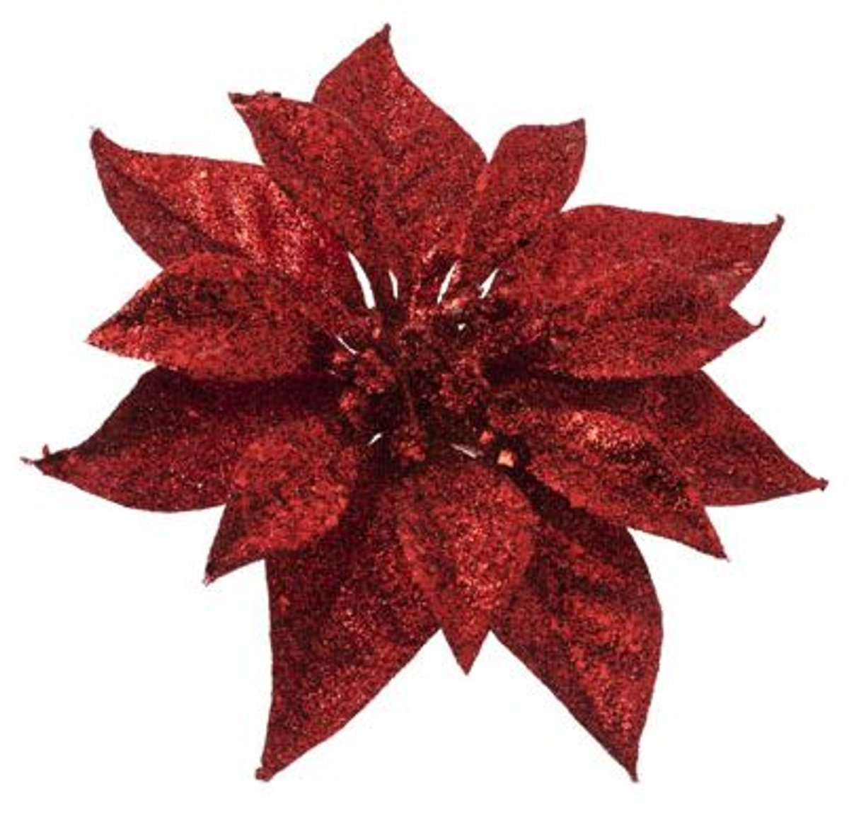 Kerstroos Clip Glitter Rood D18cm