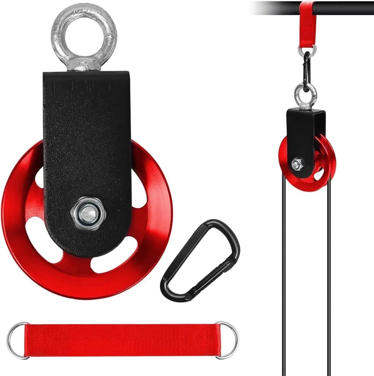 90 mm katrollen – hijsen – veerhaken – fitness- en huishoudaccessoires