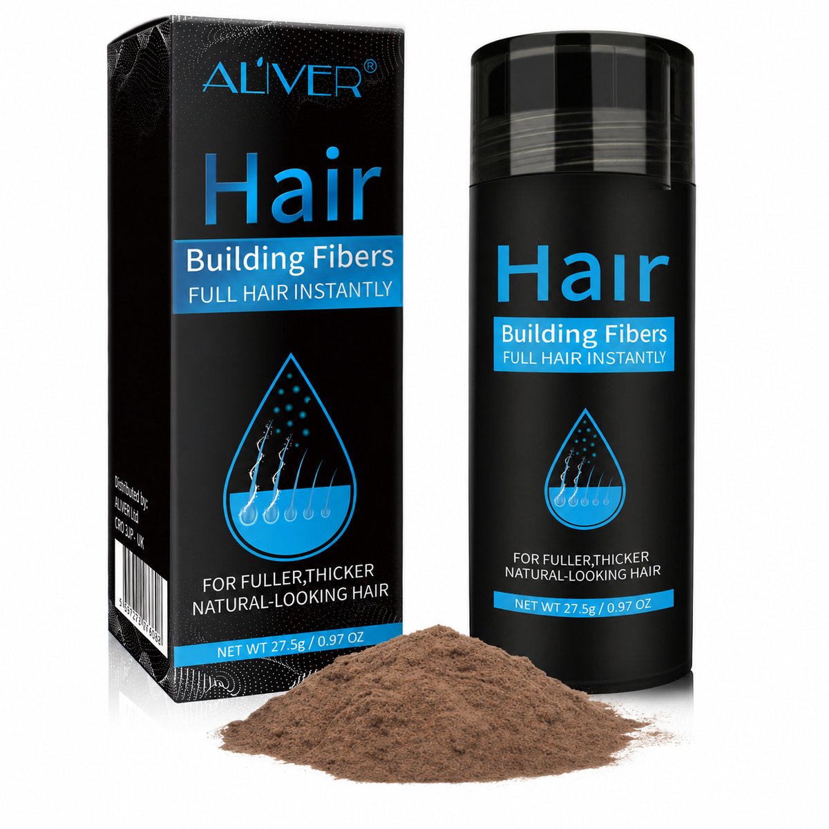 Haarvezels (Middenbruin) met Keratine en Natuurlijke Extracten - Hair Fiber – Haarpoeder