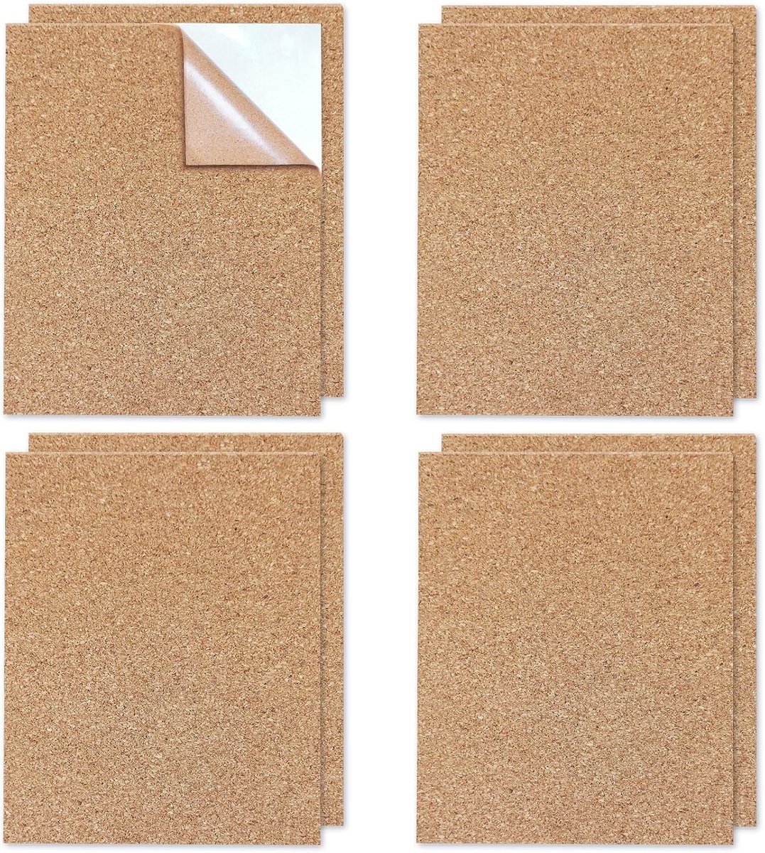 8 Stuks Zelfklevende Korkvellen A4 voor Muurdecoratie, DIY Pinbord en Coasters, Snijbare Korkplaten voor Creatieve Projecten