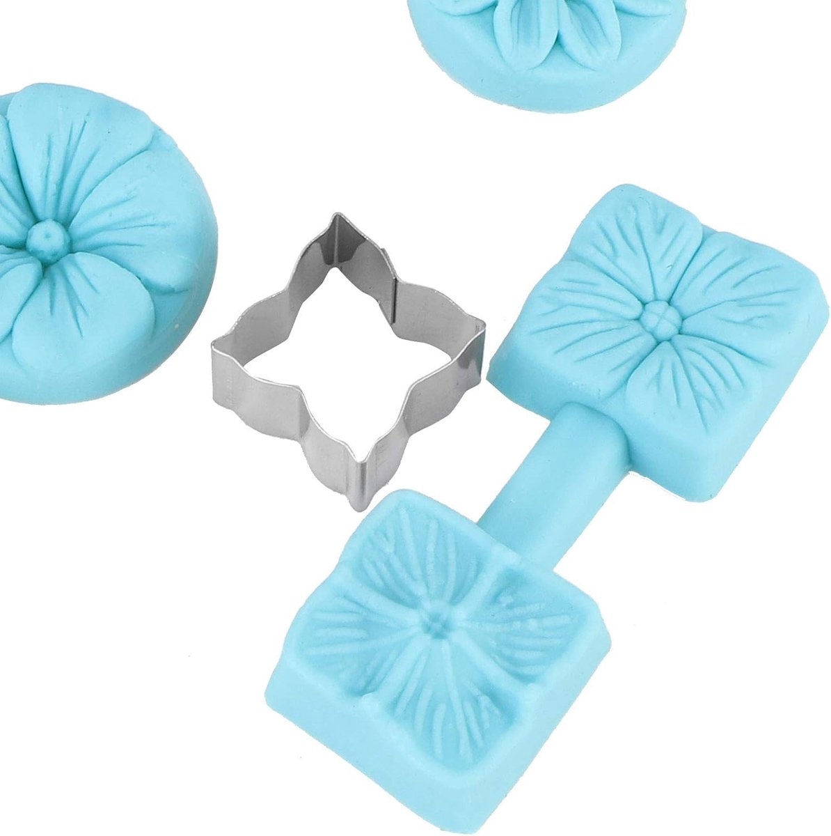 Siliconen Bakvormen met Uitsteker voor Taartdecoratie, Bloemen Fondant Mallen, 4 Sets - ShopVlot