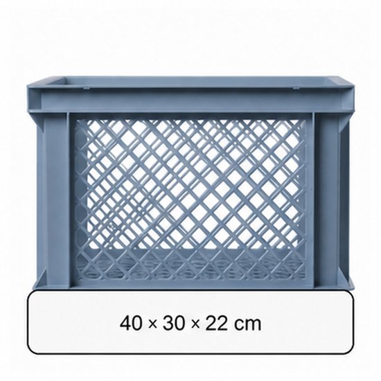 Vintag Fietskrat - 26 Liter - 40 x 30 x 22 cm - Kunststof - Steenblauw — afbeelding 5