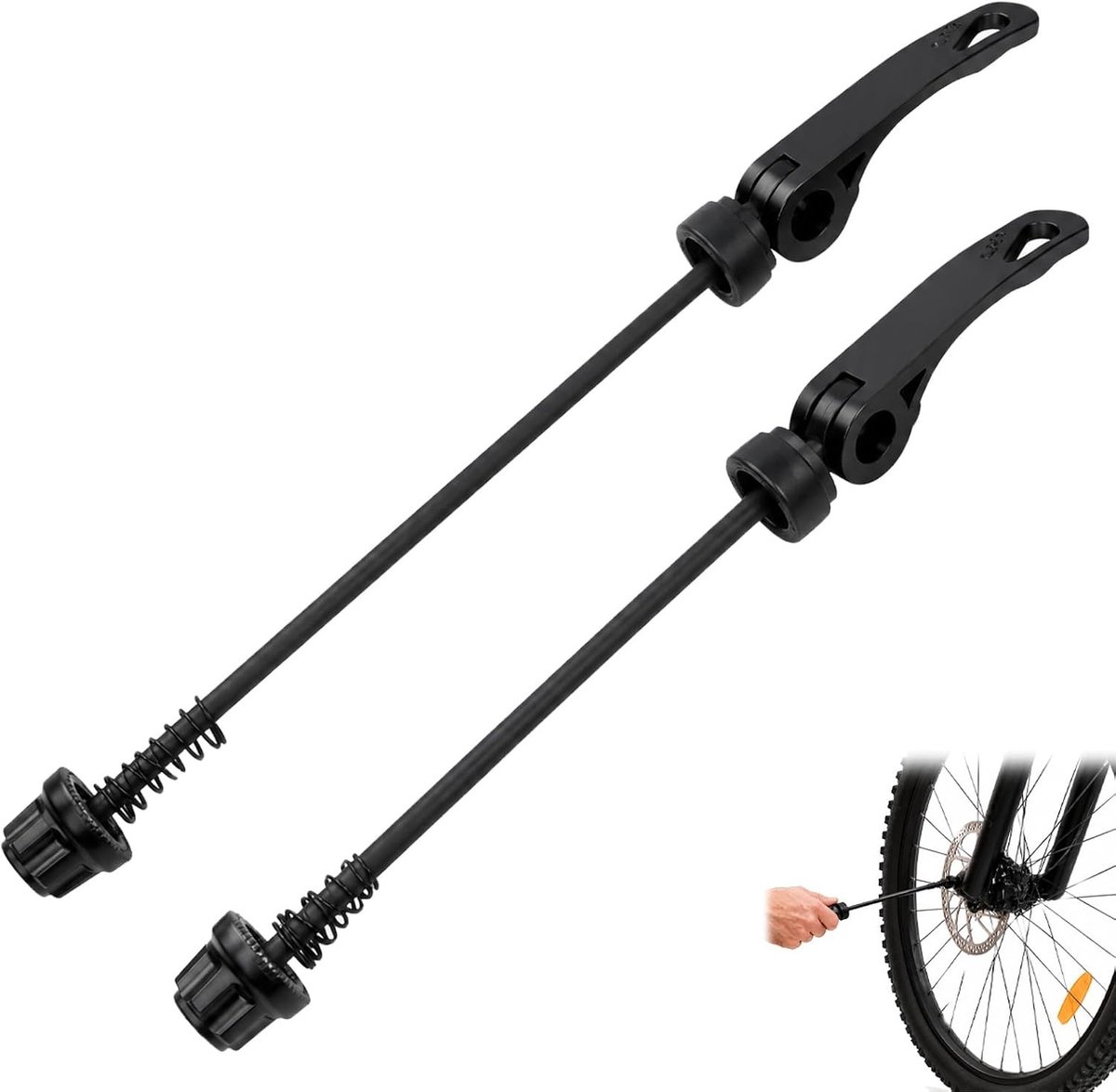 Ultralichte snelspanner set voor fietsen, 2 stuks, geschikt voor race- en mountainbikes, eenvoudig te installeren en duurzaam zwart aluminium