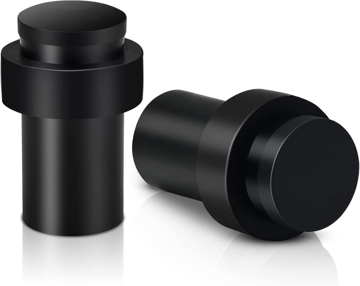 Stalen Deurstopper met Zwarte Rubber - Moderne Decoratieve Vloerdeurstopper, Zware Wandbeschermer en Bumper, 2.5 inch voor Commercieel Gebruik