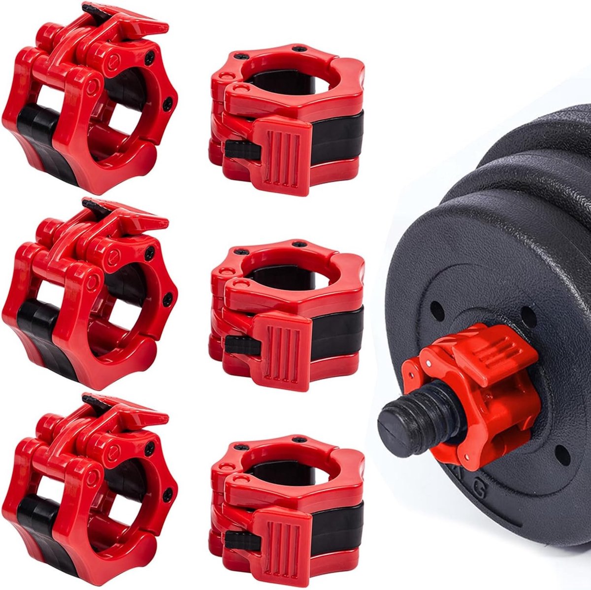 Set van 6 Dumbbell Sluitingen 30 mm, Snelsluiting voor Halters, Krachttraining Accessoires, Gewichtheffen, Fitness Clips, Duurzaam Nylon en ABS