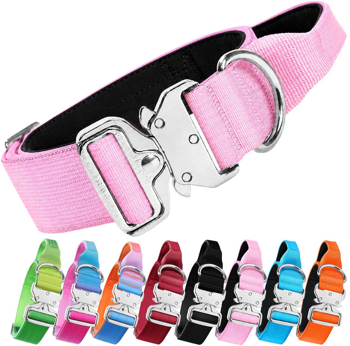 Tactische hondenhalsband (roze, XL) - ShopVlot