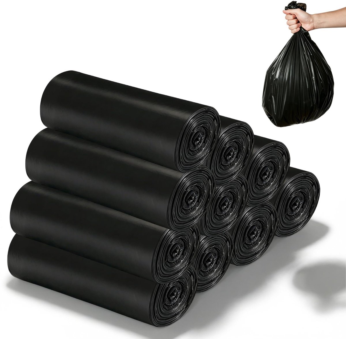 200 stuks wc-zakken, zwarte set, 50 x 60 cm, vuilniszakken, 15 l, biologisch afbreekbare toiletzakken, scheurvast en - ShopVlot