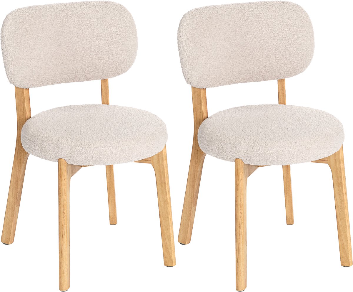 HOMCOM Dining Chair-Polyestet-52L x 46,5B x 80H cm-Cremeweiß
