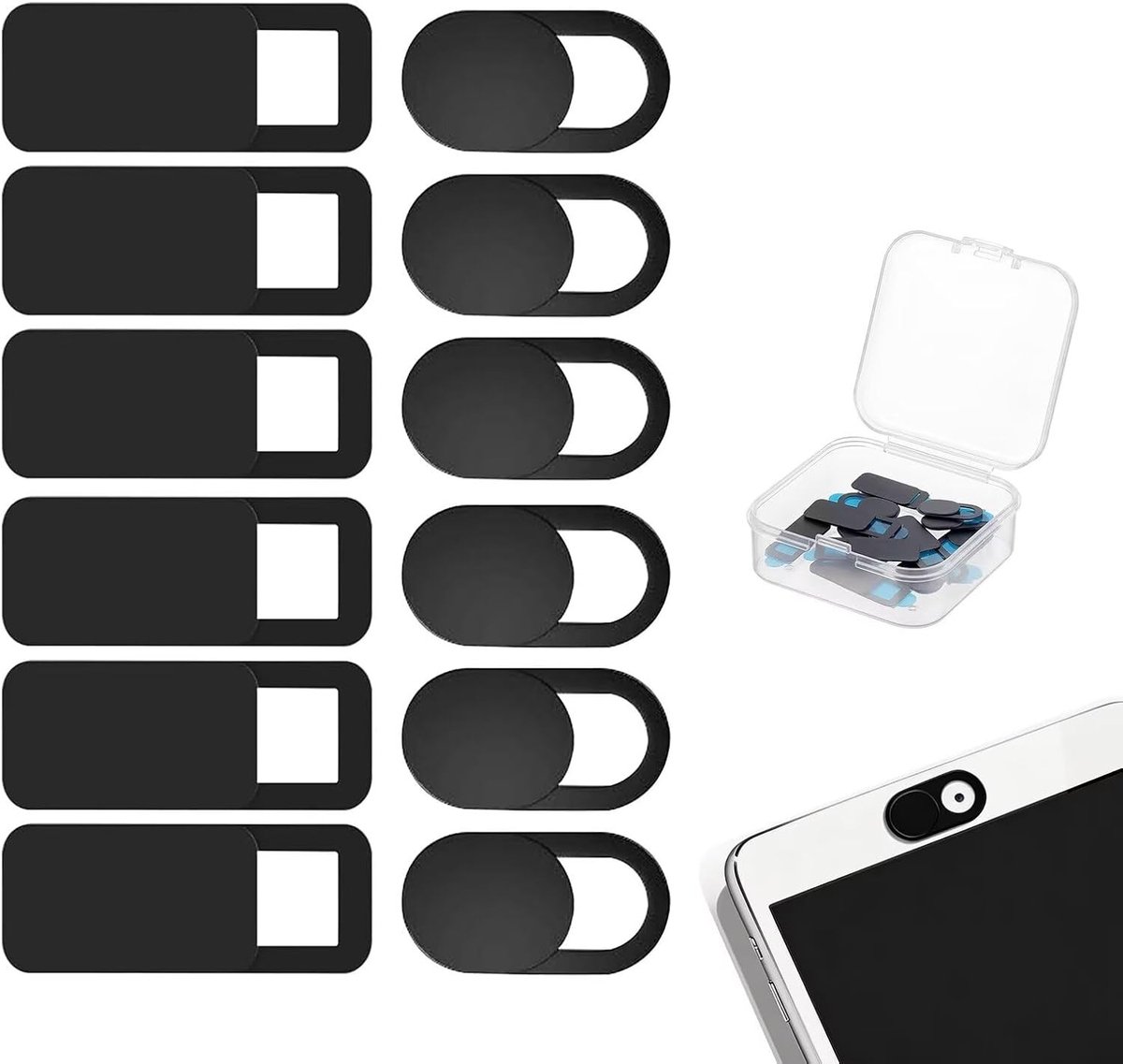 Webcamafdekking - Zwart - Ultradunne Cover voor Laptop en Smartphone - Voor Privacybescherming