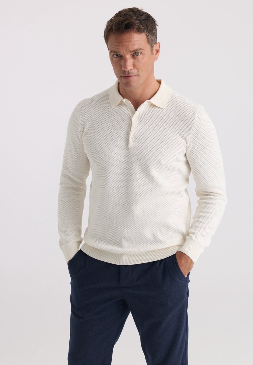 Felix Hardy Trui Met Polokraag - 100% Katoen Heren Ecru - Xl