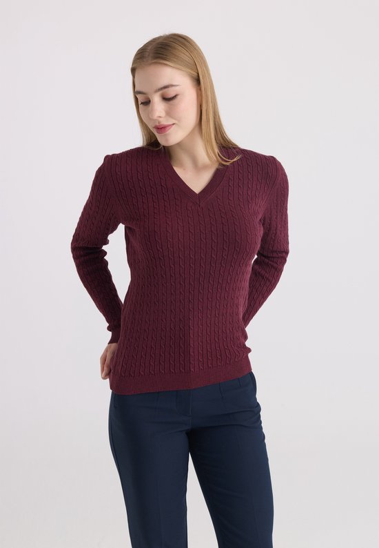 Felix Hardy Trui Met V-Hals - 100% Katoen Dames Bordeaux - Xl