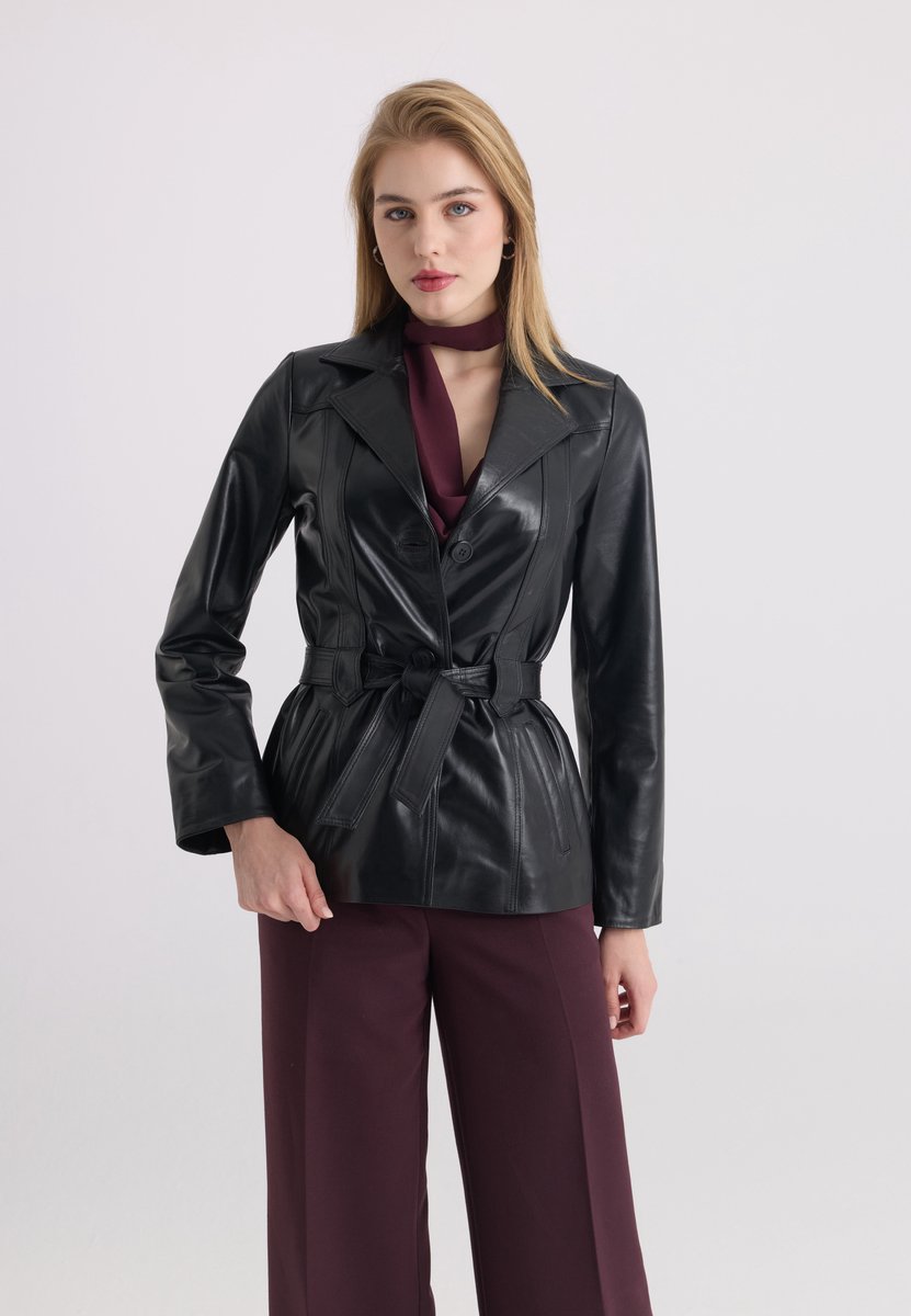 Felix Hardy Leren Jas Dames Zwart - M
