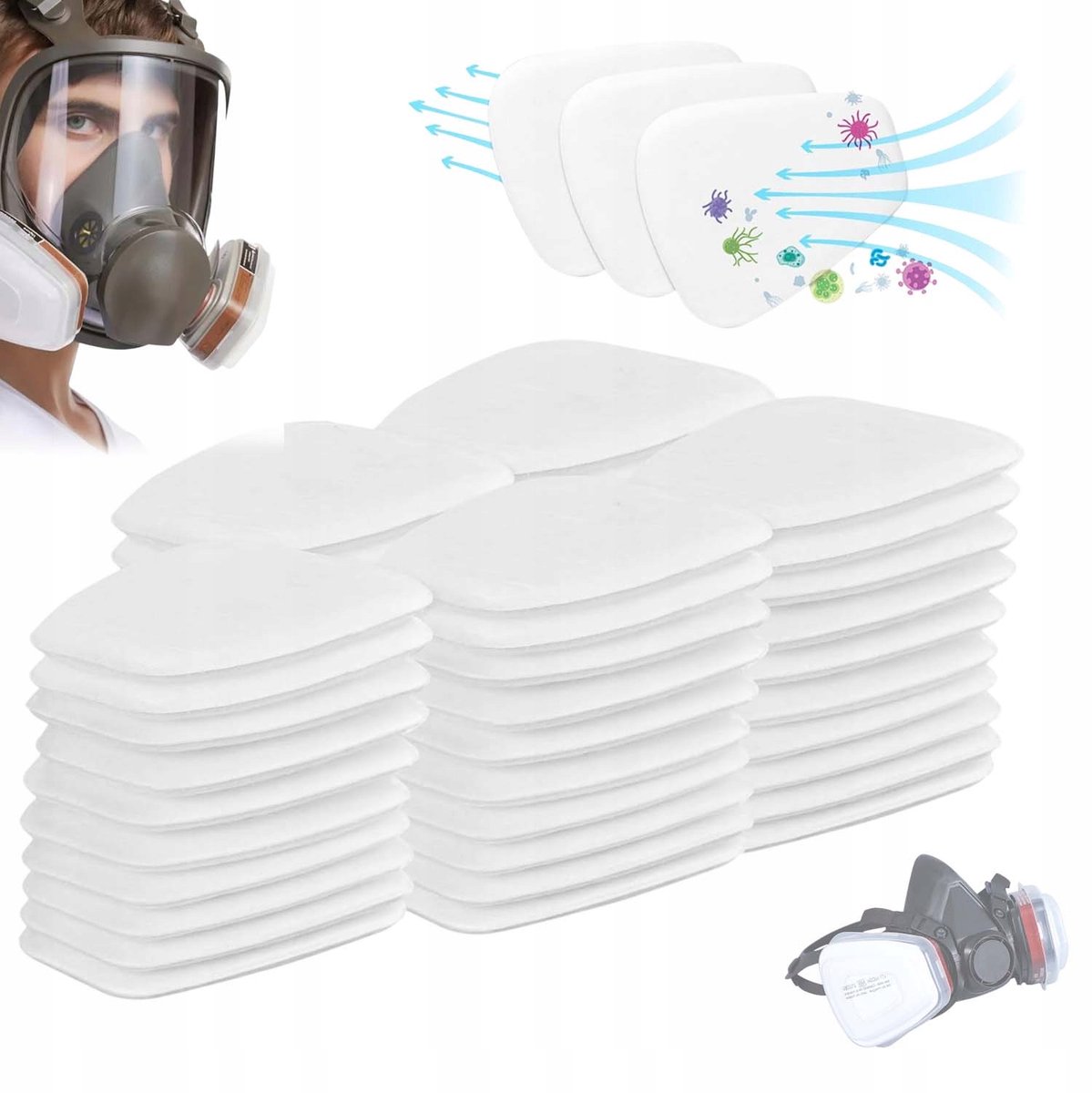 50x P2 Stofmasker Filters voor Ademhalingsmaskers - Merkloos