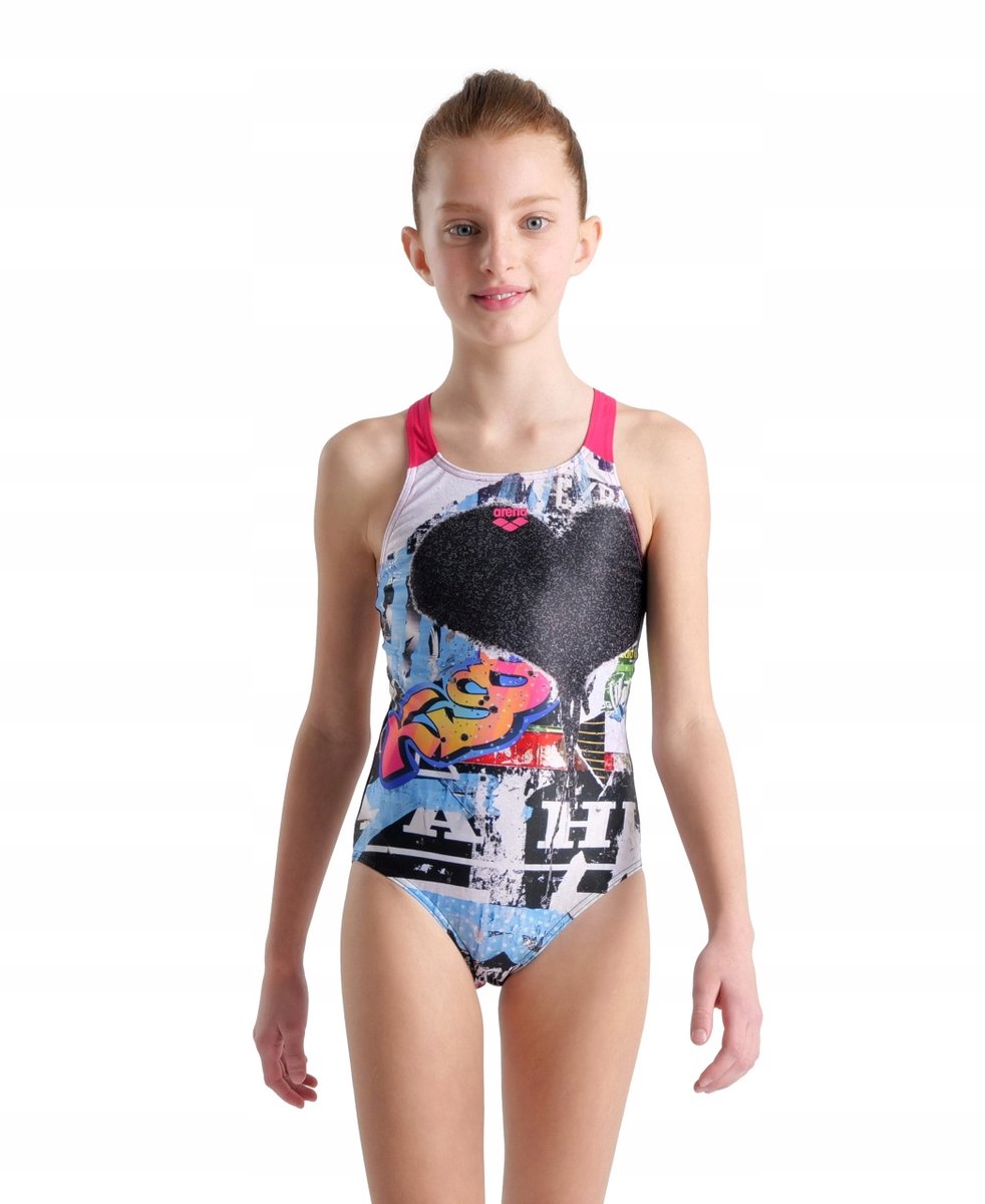 Arena Badpak - G Swimsuit V Back Placement - black-rose - 140 Roze