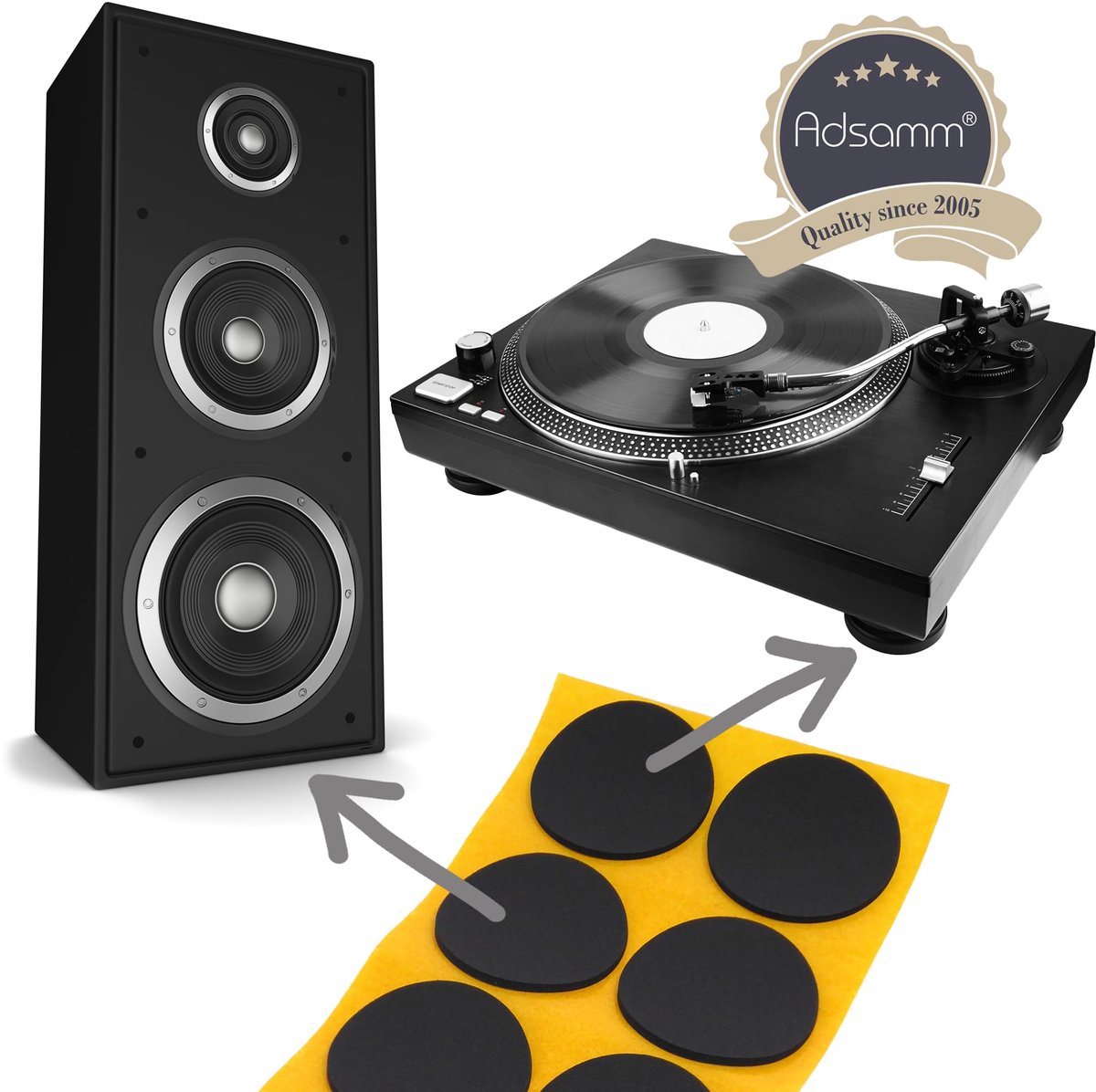 Adsamm® / 60 x zelfklevende anti-slip pads/zwart/Ø 14 mm/rond/stick-on antislip EPDM rubberen pads/meubelbeschermpads - ShopVlot