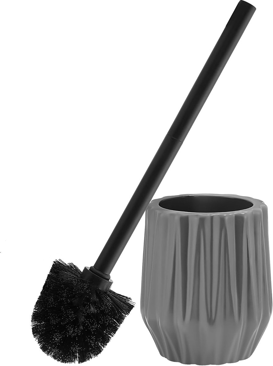 FIISAYL Toiletborstel met toiletborstelhouder van keramiek, grijs - ShopVlot