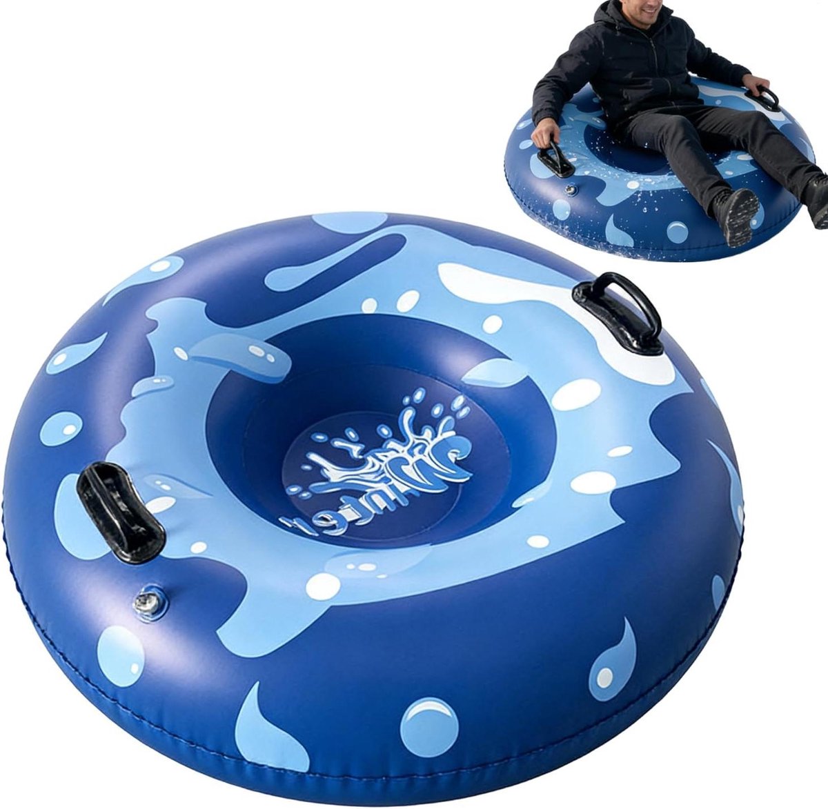 Sneeuwslee Opblaasbaar - Winterband Sneeuw - Winterpret Buiten - Snel Opblaassysteem - 120 cm Diameter - Rood