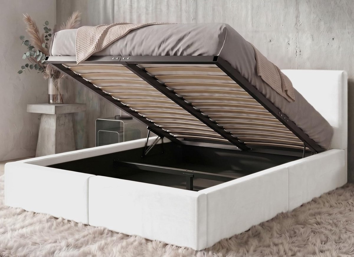 BMS PAX 140x200 Bedroom Bed with Mattress and Storage, White