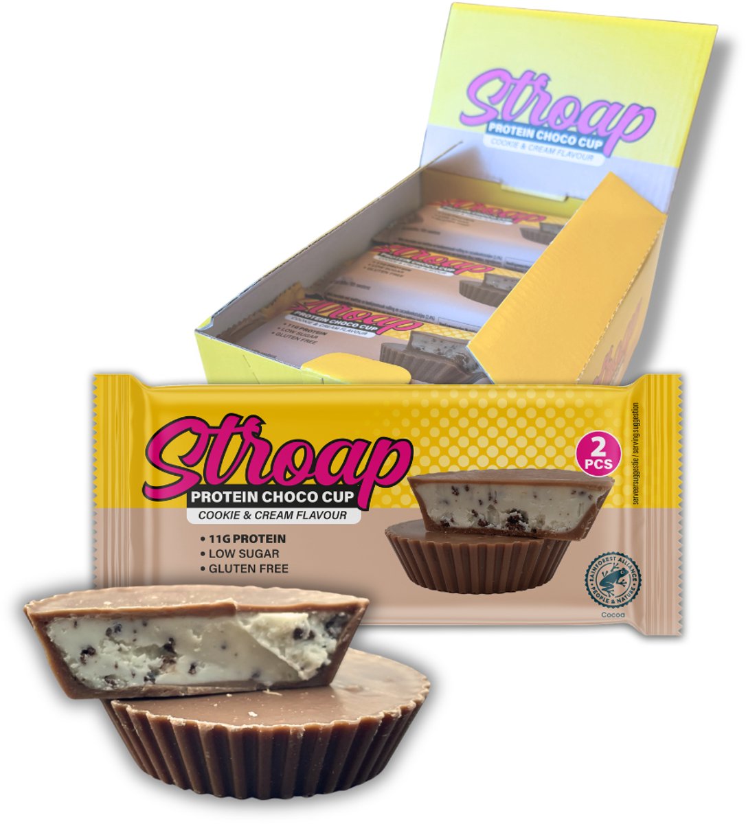 Stroap Melk Chocolade Cookie & Cream - Display (12 st à 42g) - Proteine repen - bars - glutenvrij - afvallen - chocolade - pindakaas