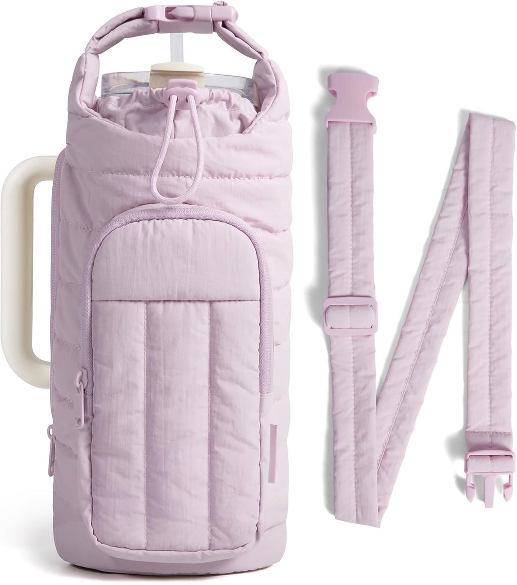 Magnetische waterfleshouder van 1,2 liter met riem, crossbodytas, sportaccessoire voor dames, magnetisch of klassiek ontwerp, lichtgewicht drinkbekerhouder, gewatteerde crossbodytas-Paars