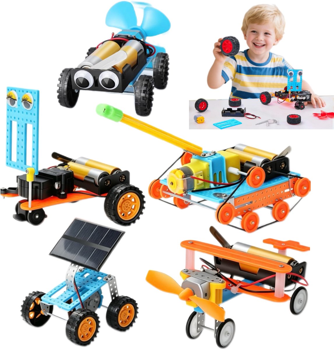 STEM Robot Bouwpakket voor Kinderen - 5‑in‑1 DIY Knutsel Set - Knutselspeelgoed & Wetenschap Experiment Kit - Educatief Robotica Constructiespeelgoed - Verjaardagscadeau‑ideeën voor jongens en meisjes 6‑8 jaar en ouder