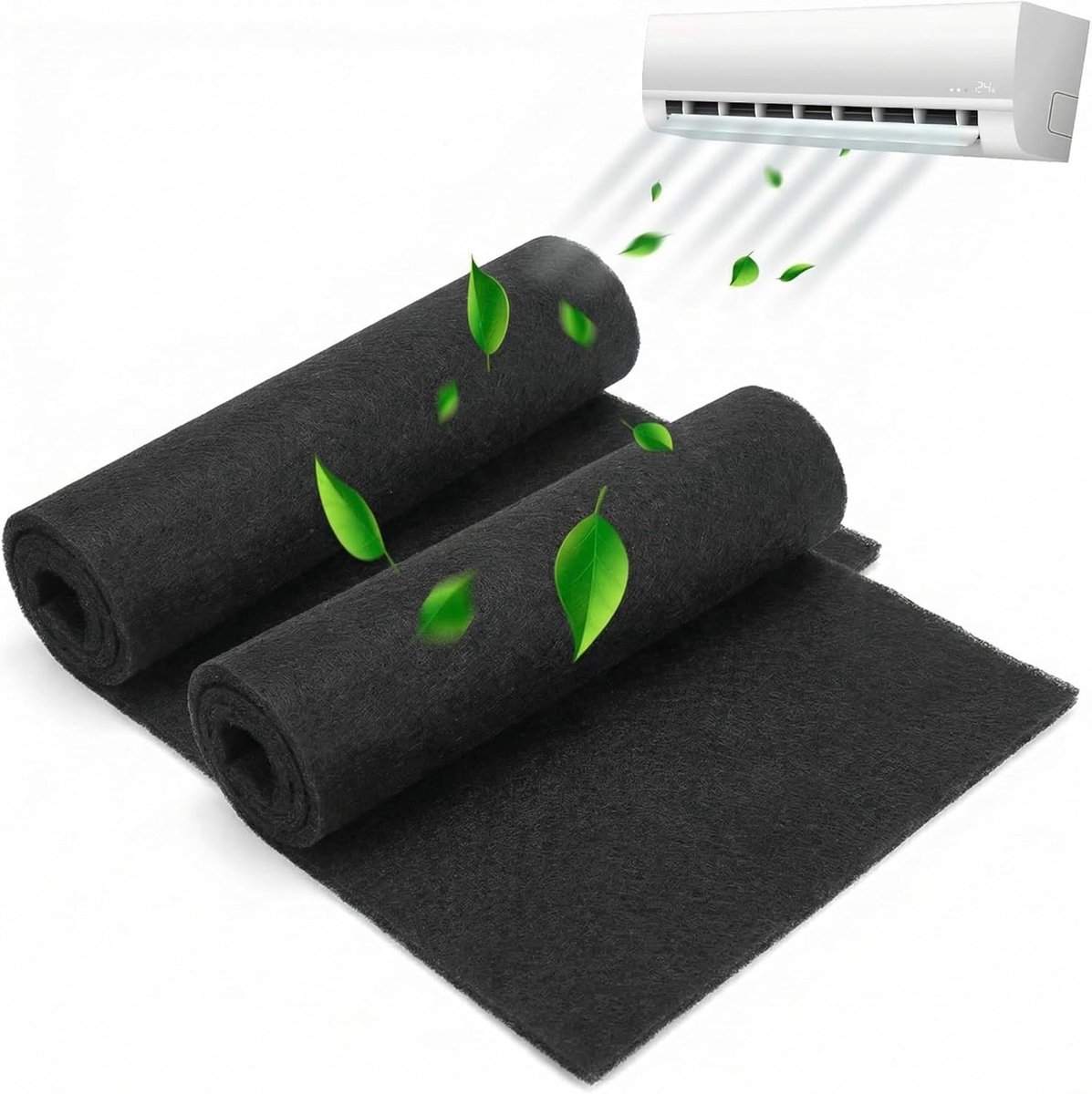 2-delige Set Snijdbare Actieve Koolstoffilters 120 cm x 20 cm x 3 mm voor Afzuigkappen en Luchtzuiveraars - Verbeter de Luchtkwaliteit en Verminder Geuren