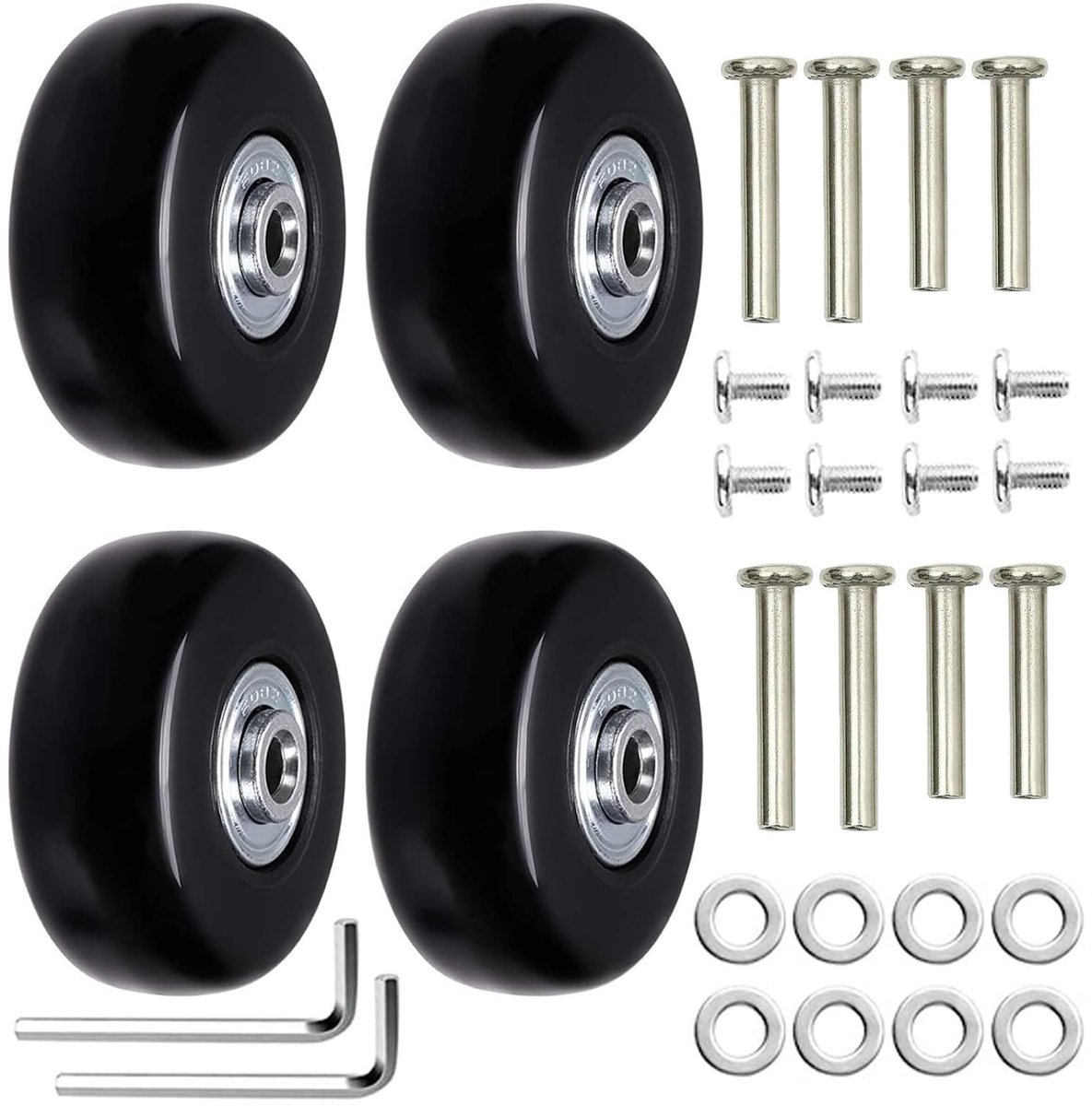 Set van 4 Vervangwielen voor Koffers - Universele Rubber Wielen 45mm x 18mm voor Reisbagage en Kofferonderdelen