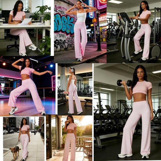 Hoge taille yoga leggings voor dames met elastische flared pasvorm, buikcontrole en comfortabele sportbroek voor training en vrije tijd — afbeelding 4