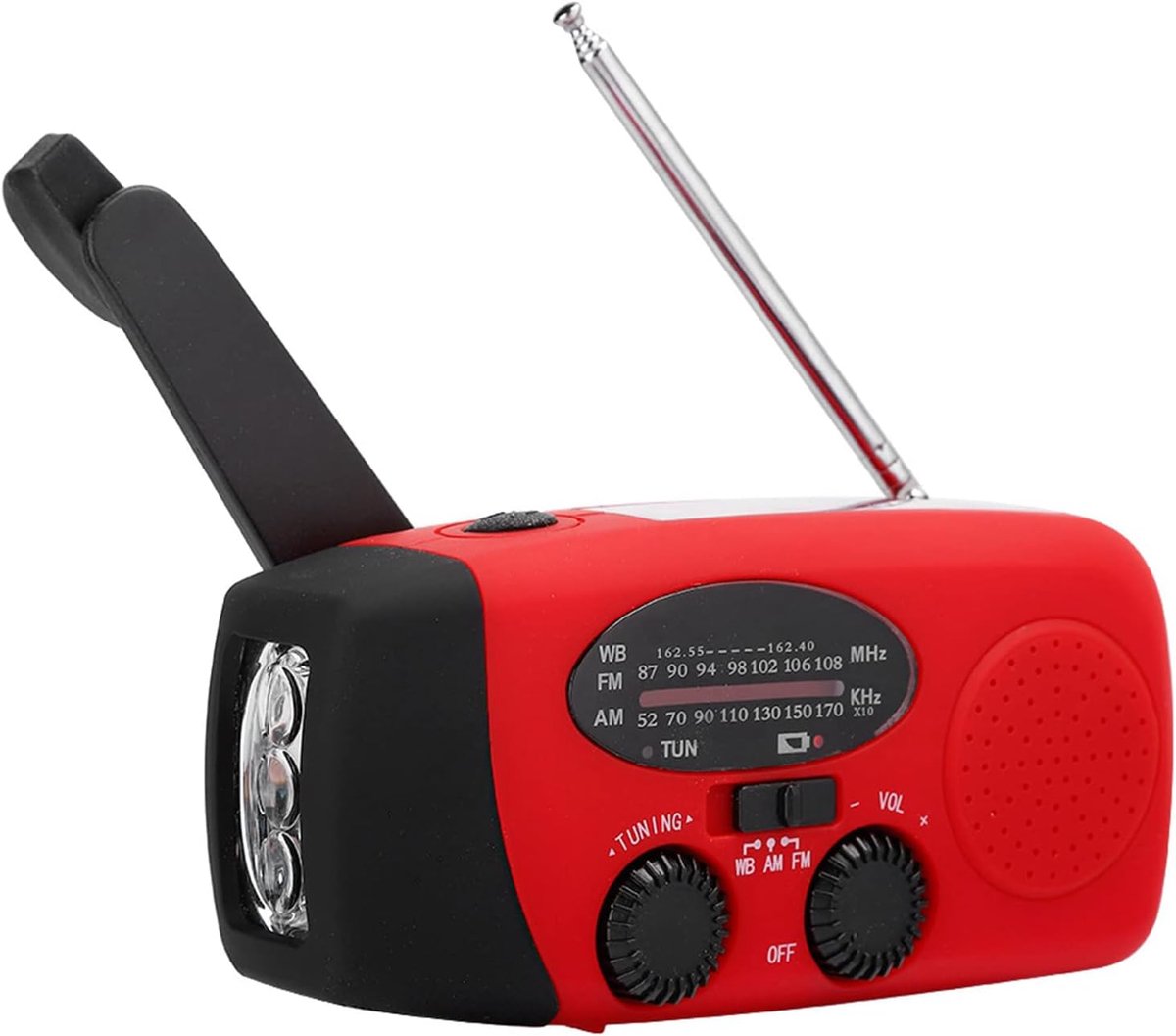 Jectse Nood Crank Weather Radio, 2000mAh Solar Hand Crank Portable AM/FM Radio met NOAA -functie, USB Geladen en Zonne - ShopVlot
