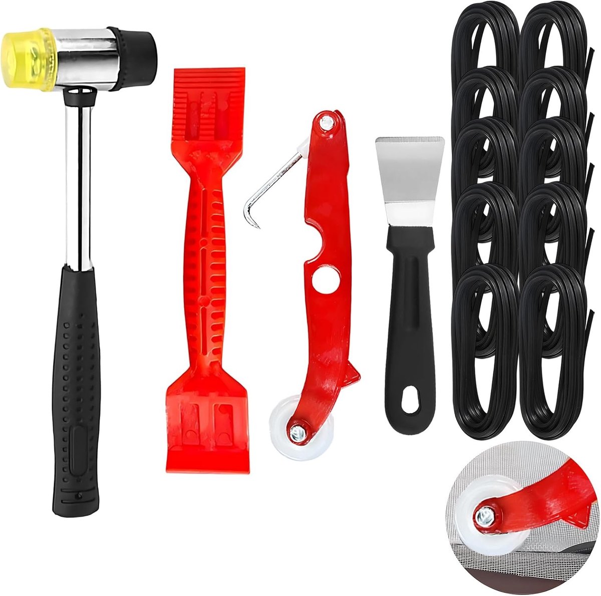 Complete Set voor Ramen Installatie - Professionele Glastools met Flexibele Afplakstrip van 10 m - Ergonomische Handgrepen voor DIY en Vakmanschap