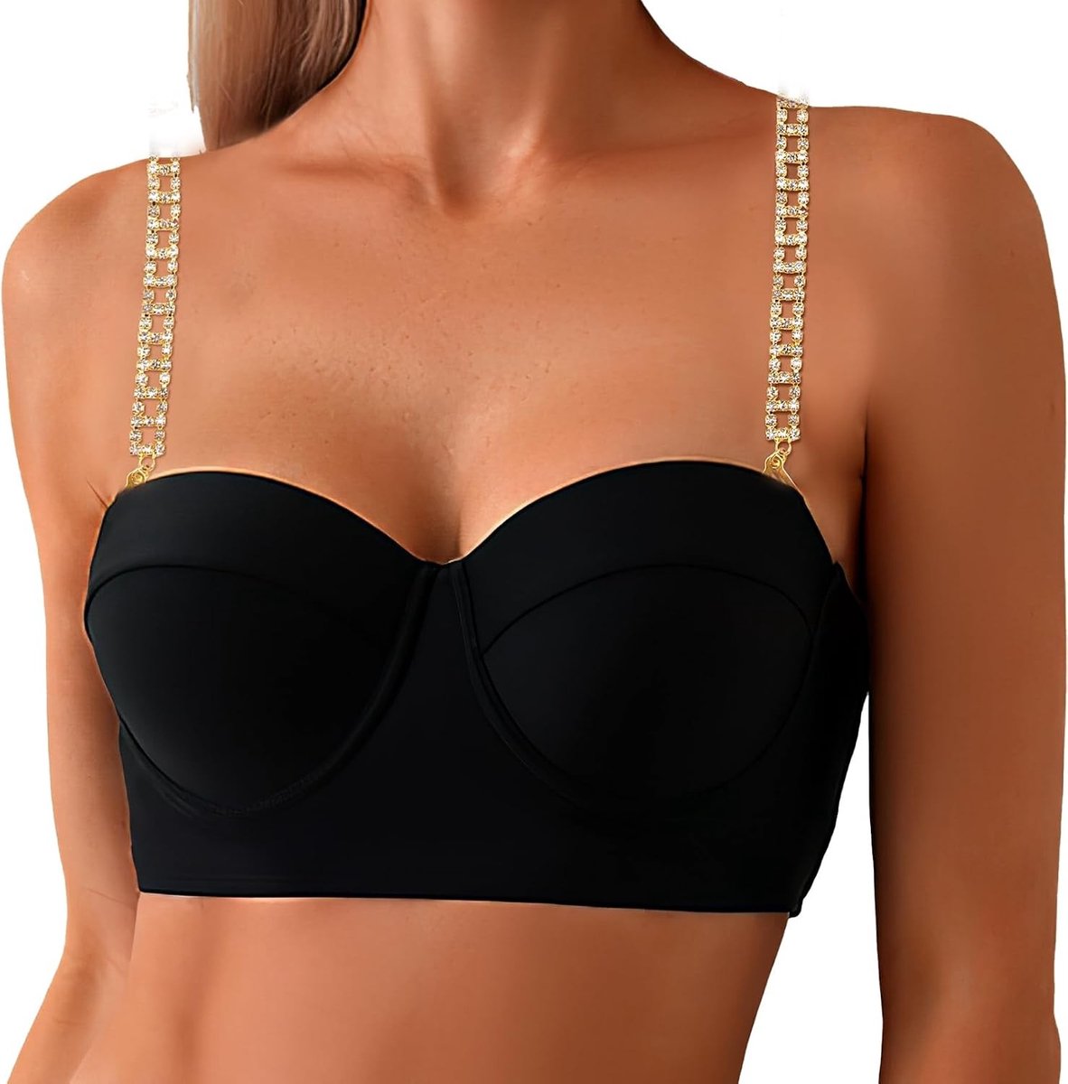 Verstelbare Draagbare BH met Strass, 2 Stuks, Niet-Slip Ondergoed voor Dames, Perfect voor Bruiloften en Feestjes