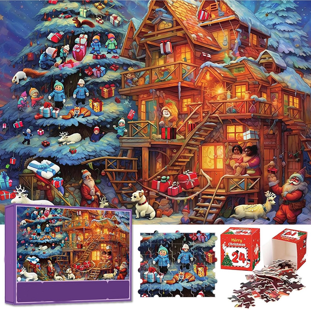 Puzzel - 1008 stukjes - Kerstpuzzel - Decoratieve puzzel - Spelpuzzel - Kerstelementen - Kerstversieringen - Geschikt voor beginners, liefhebbers en alle leeftijden - Ideaal om samen met het hele gezin te maken - Een geschikt cadeau