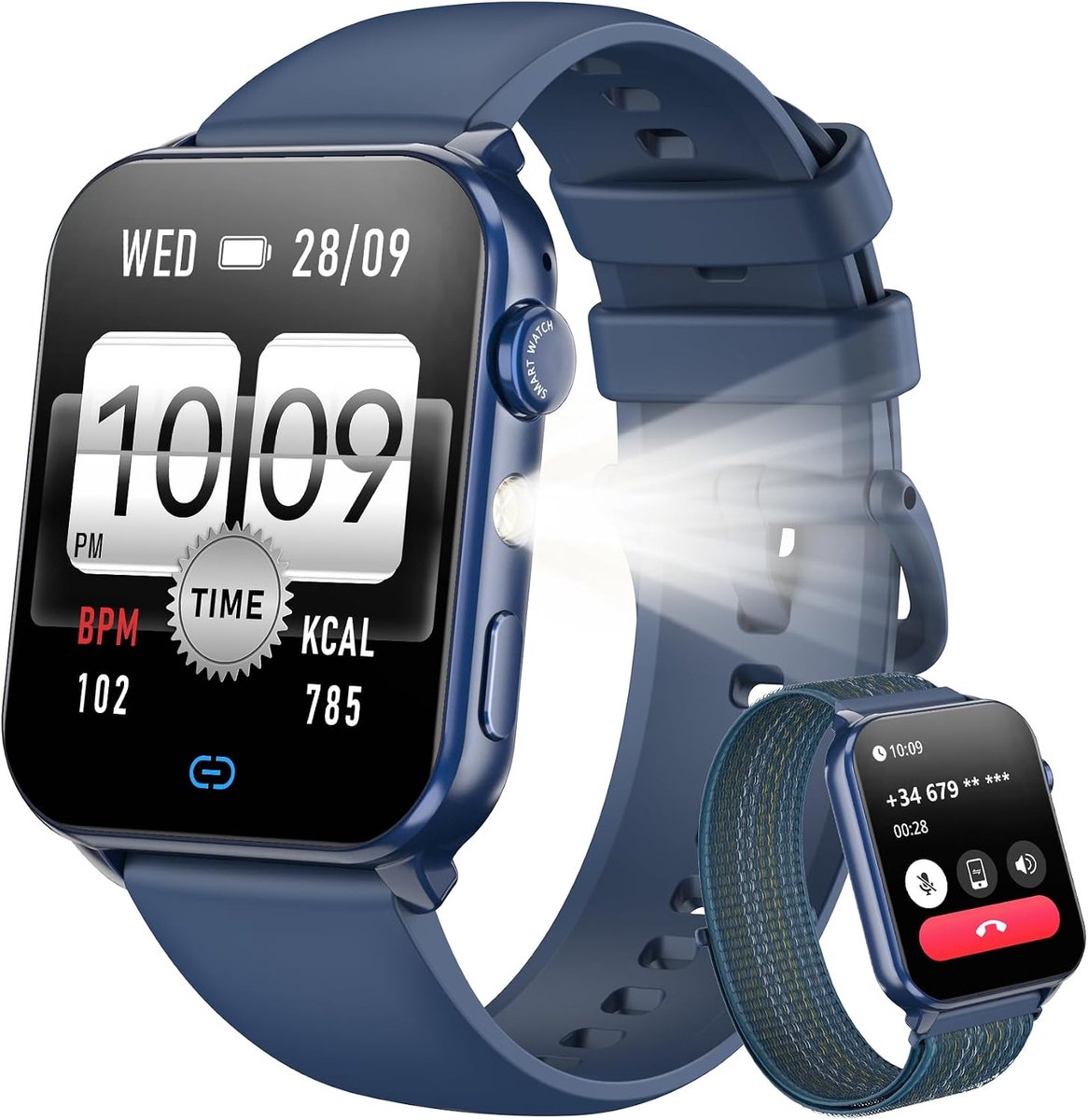 Blackview R30Max- Smartwatch Heren en Dames | Bellen en Gebeld Worden | 1,91 inch smartwatch | meer dan 100 sportmodi | slaapmonitor | hartslagmeter | SpO2 | Geschikt voor iOS en Android | Blauw