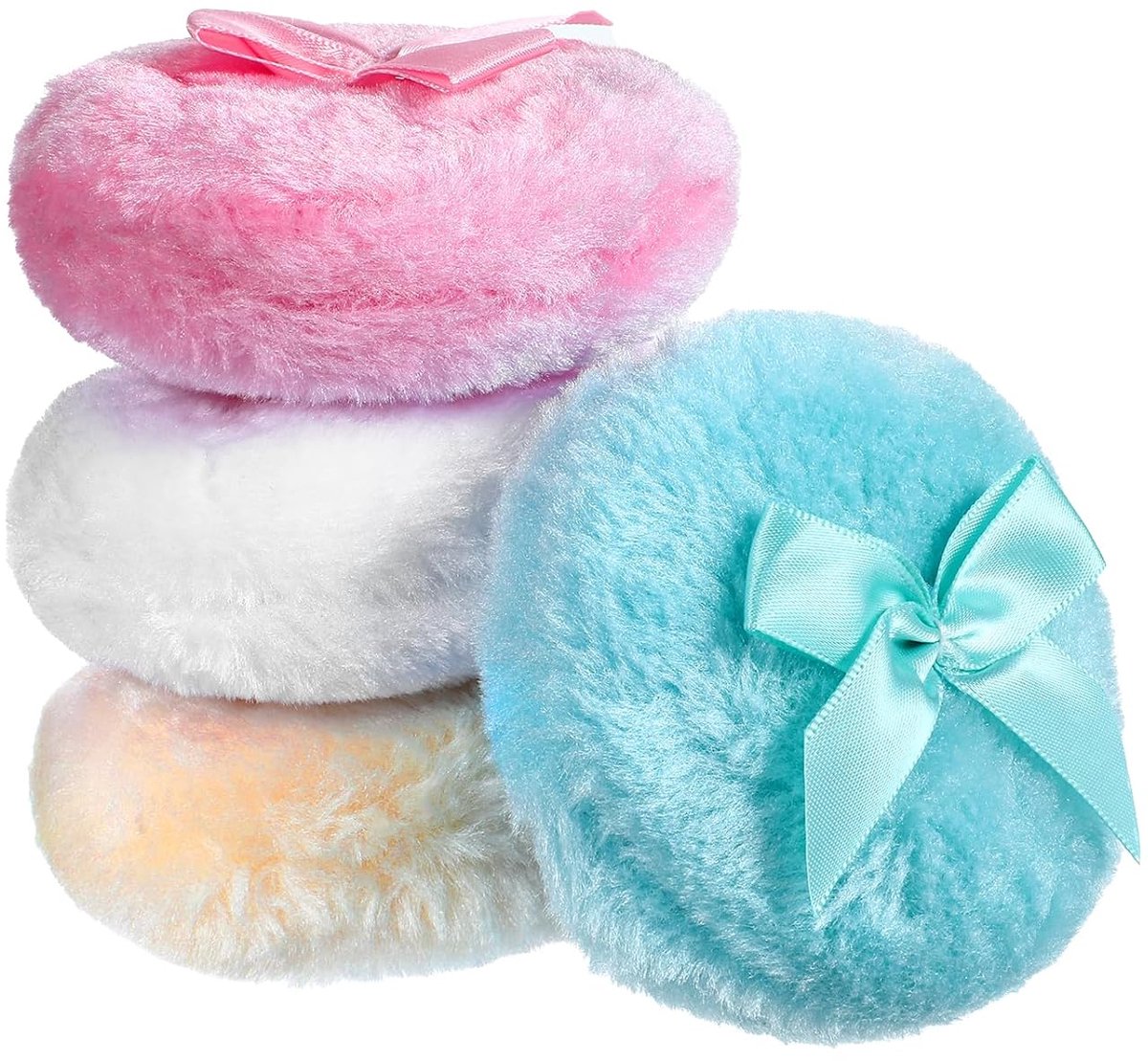 Grote, zachte babypoederdonsjes, verpakking van 4 stuks, 8,9 cm (3,5 inch), wasbaar en herbruikbaar, rond, geschikt voor volwassenen, verkrijgbaar in 4 kleuren.
