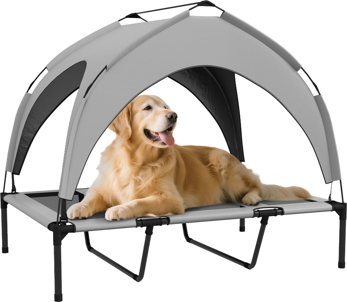 PawHut Verhoogd Hondenbed - Oxford - 106x76x94cm - Lichtgrijs