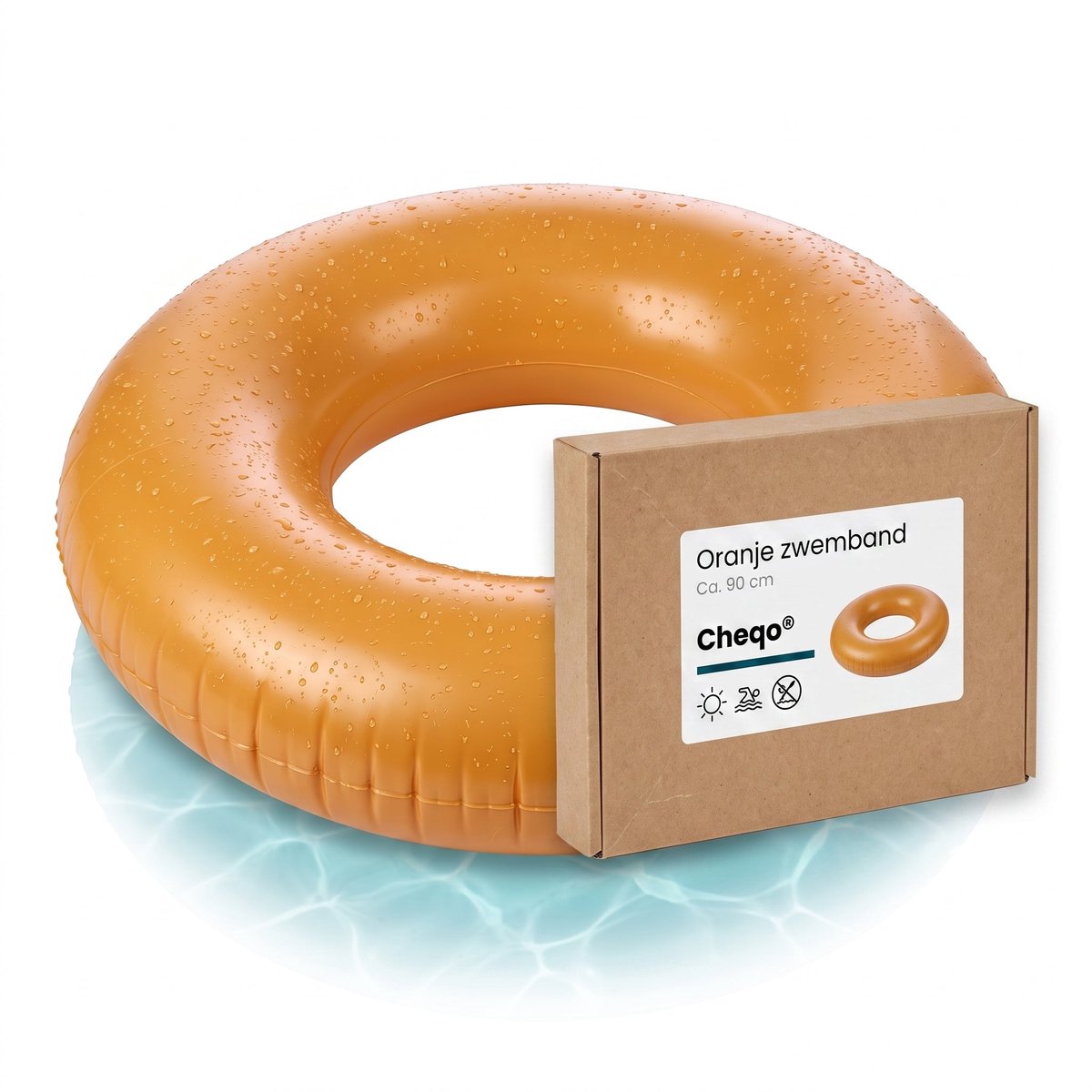 Cheqo® Zwemband Oranje - Zwemring - Opblaasbare Zwemband voor Volwassenen en Kinderen - Zwembad Speelgoed - Waterspeelgoed - Zwembad Accessoires - Opblaasband Groot - Drijfband - Float Tube voor Zwembad en Strand - Zwembenodigdheden Zomer – foto 7