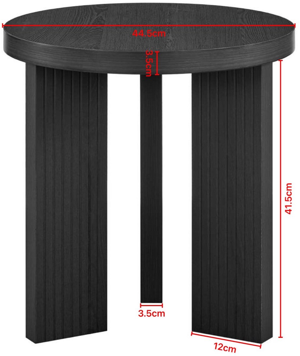 FloraGrace Bijzettafel Rond - Modern Driepootdesign Met Houtlook - Voor Woonkamer, Slaapkamer En Balkon - MDF - Zwart - 44 5 X 41 5 Cm