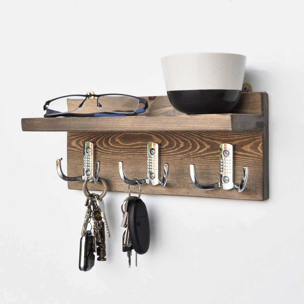 Skye Decor , Wandplank, Aa031, Vurenhout, Walnoot, 30 x 11 x 13 cm Okkernoot
