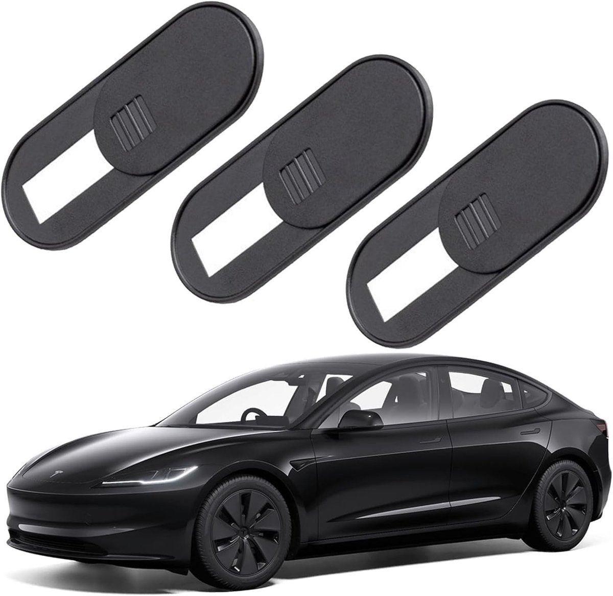 Webcamafdekking - Zwart - Ultradunne Schuifcamera-afdekking - Voor Tesla Model 3/Y