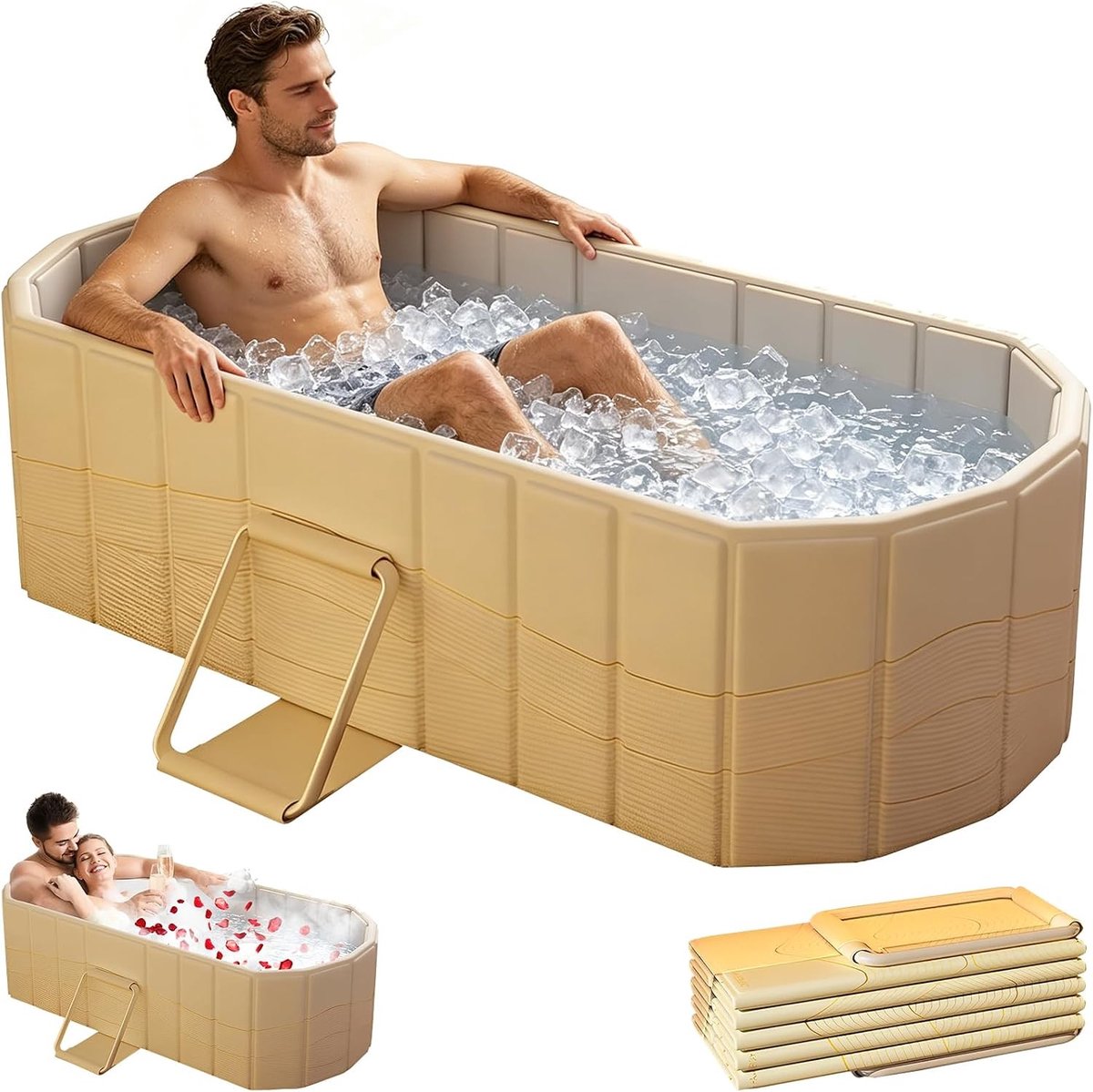 Opvouwbaar Bad - Blauw - 150 x 55 x 50 cm - IJsbadfunctie met Goede Isolatie - Voor Volwassenen