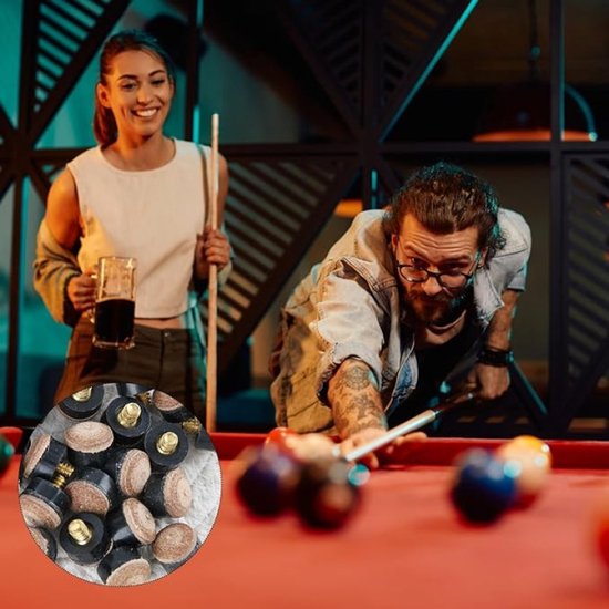 12 mm Biljartkeu Tips - Schroefbare Reservepunten van Leer - Set van 12 Stuks - Verbeter je Biljartervaring — afbeelding 3